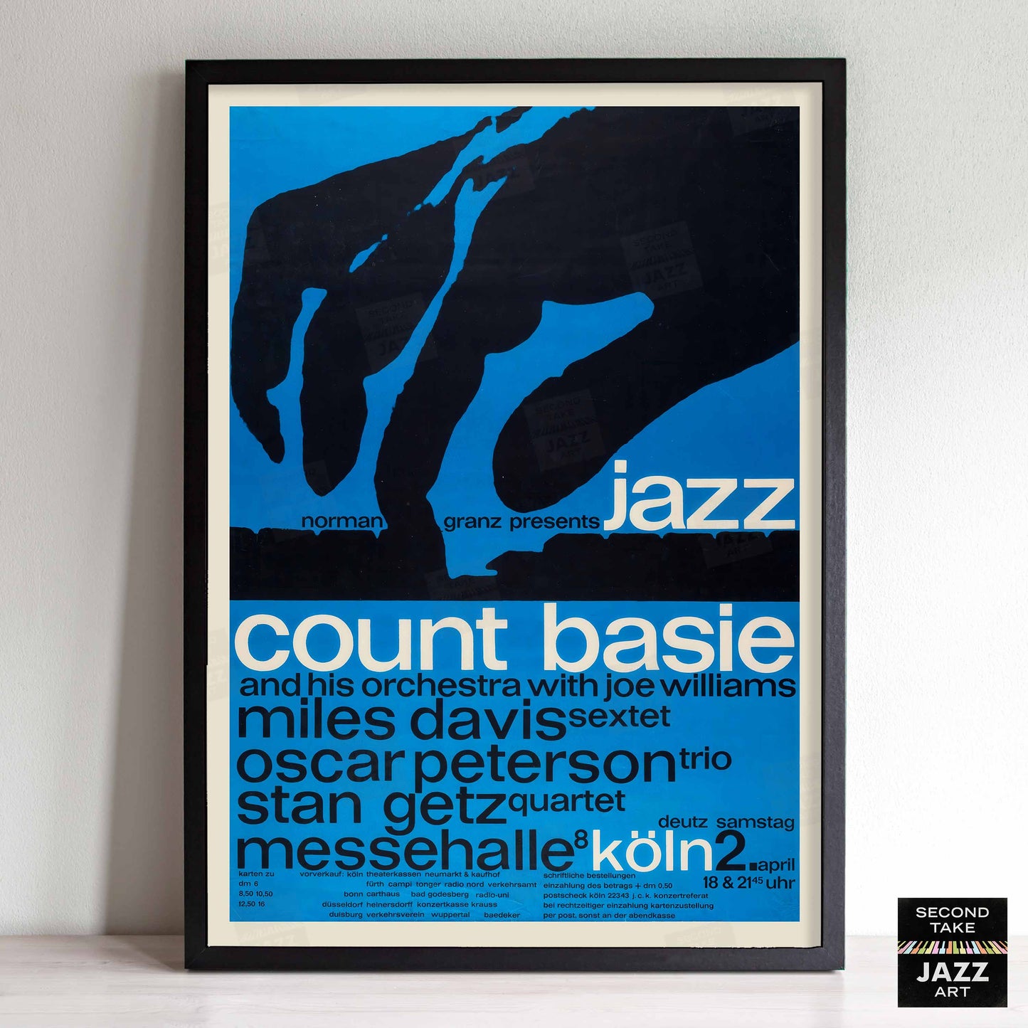 Count Basie - Miles Davis - Oscar Peterson - Stan Getz jazz poster - Köln, Germany - 1960