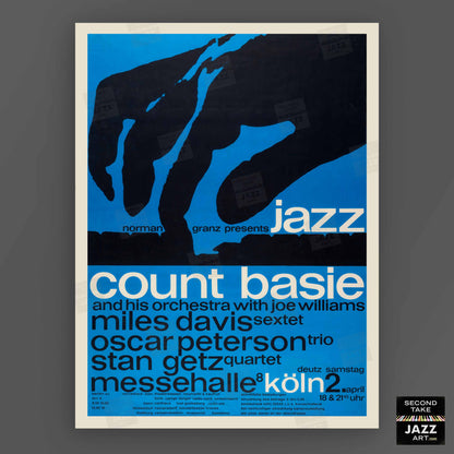 Count Basie - Miles Davis - Oscar Peterson - Stan Getz jazz poster - Köln, Germany - 1960