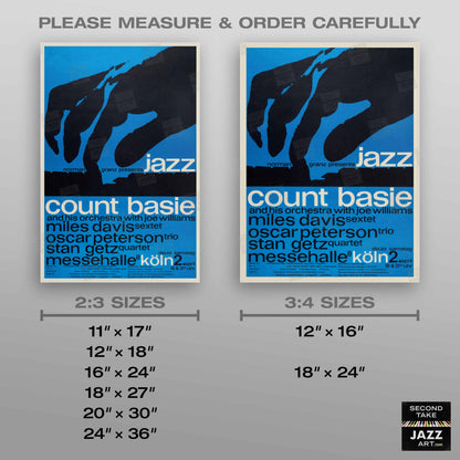 Count Basie - Miles Davis - Oscar Peterson - Stan Getz jazz poster - Köln, Germany - 1960