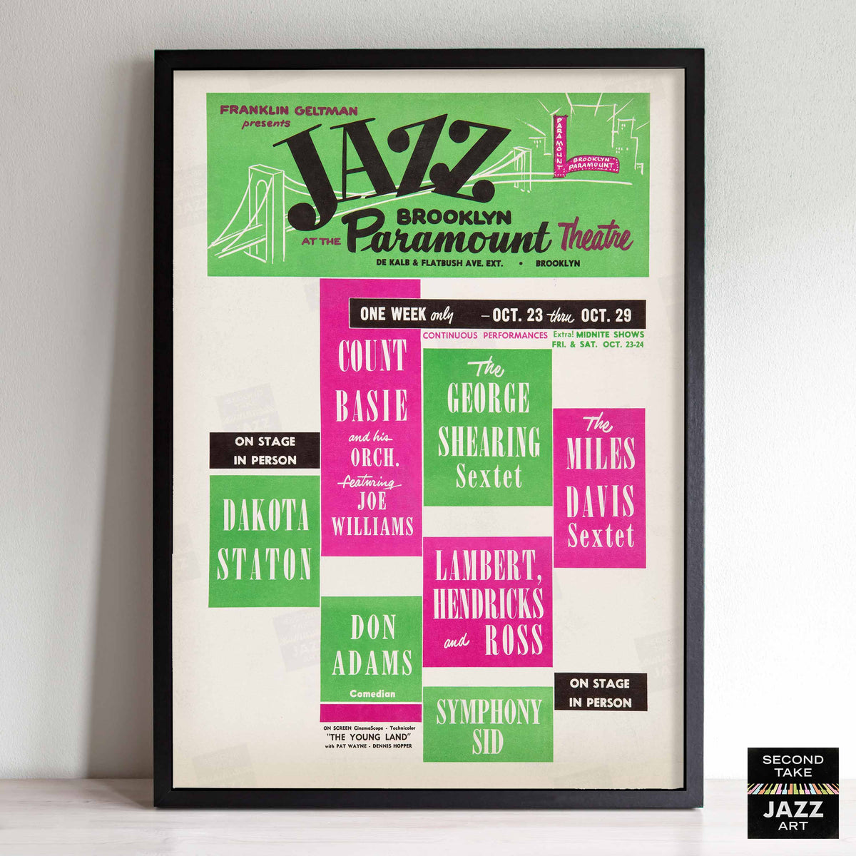 Count Basie - Dakota Staton - George Shearing - Miles Davis jazz poster - Brooklyn Paramount - 1959