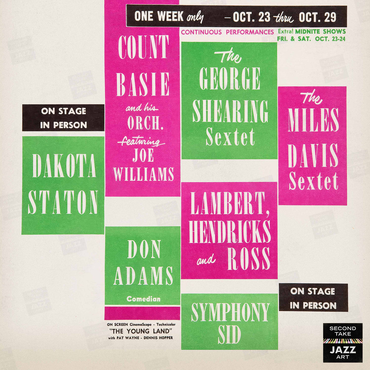 Count Basie - Dakota Staton - George Shearing - Miles Davis jazz poster - Brooklyn Paramount - 1959