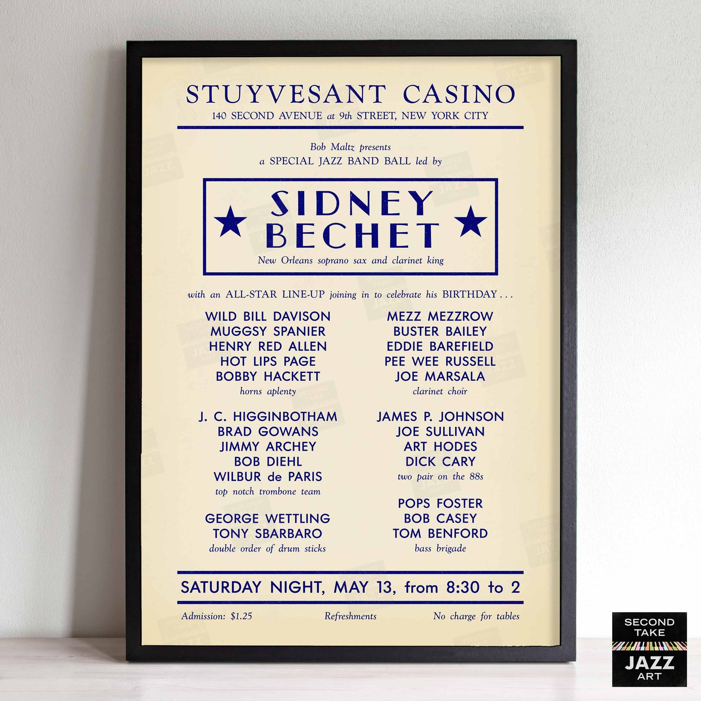 Sidney Bechet - Wild Bill Davison jazz poster - Stuyvesant Casino - 1950