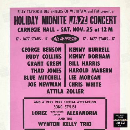 Lee Morgan - Kenny Burrell - Lorez Alexandria jazz poster - Carnegie Hall - 1967
