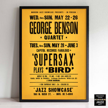 George Benson - Supersax jazz poster - Jazz Showcase - Chicago - 1974