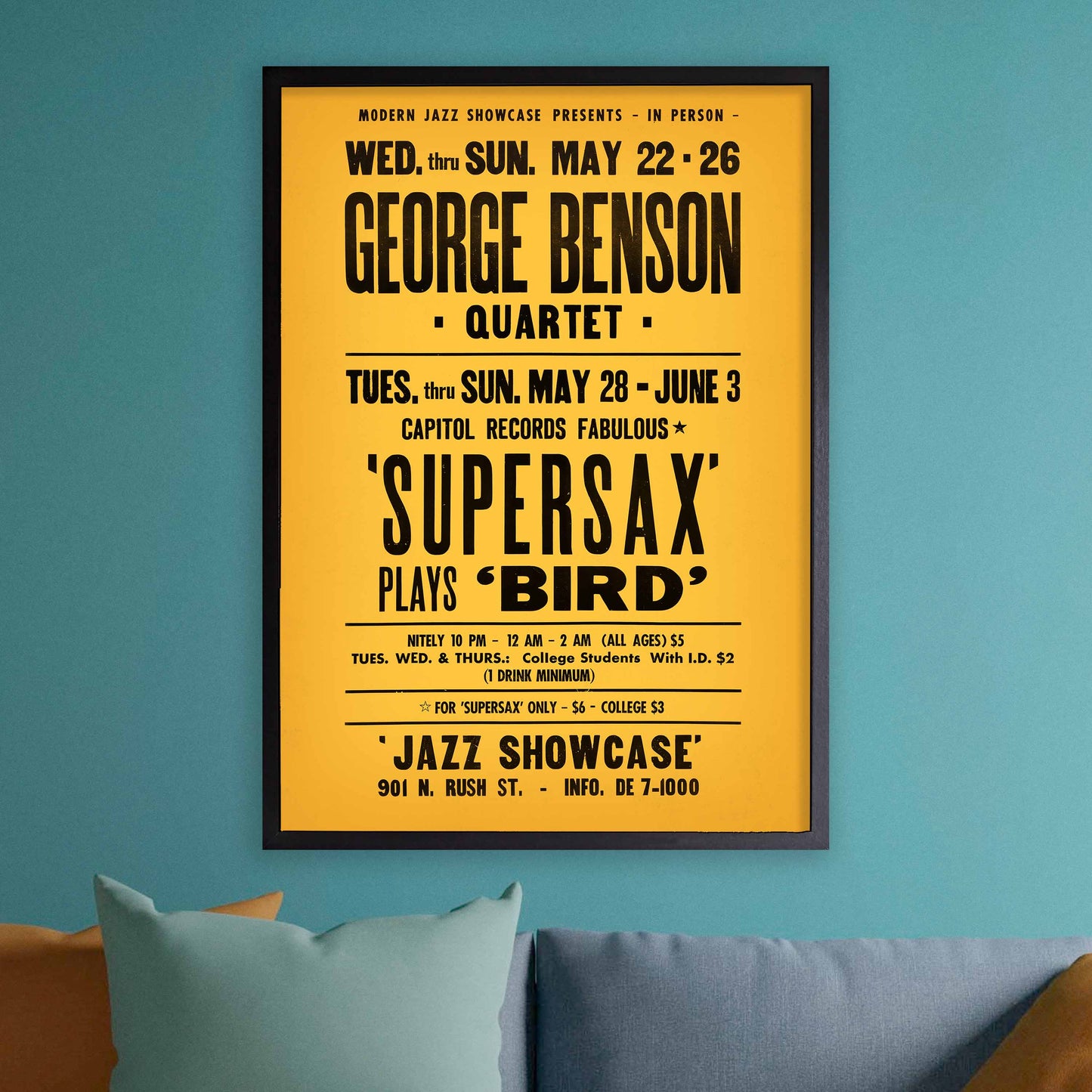 George Benson - Supersax jazz poster - Jazz Showcase - Chicago - 1974