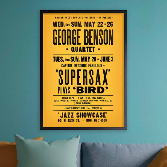 George Benson - Supersax jazz poster - Jazz Showcase - Chicago - 1974