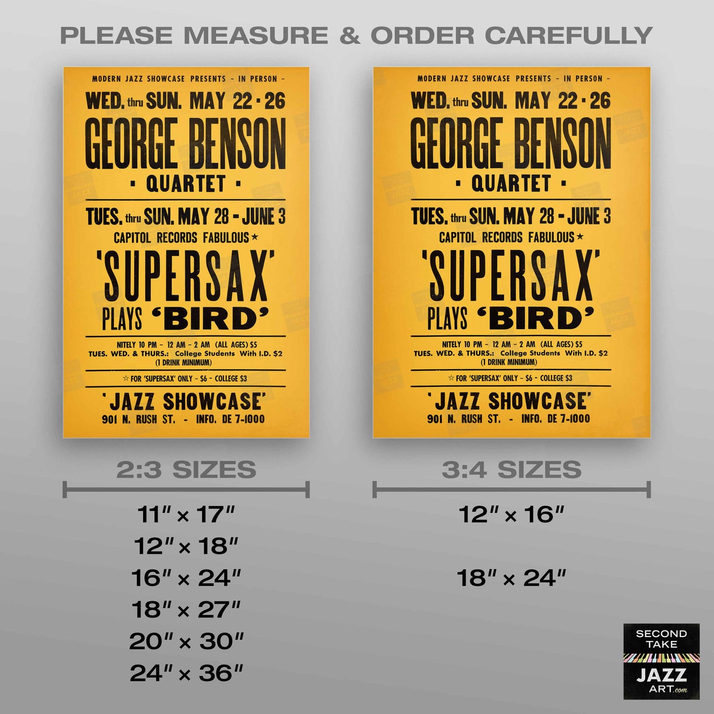 George Benson - Supersax jazz poster - Jazz Showcase - Chicago - 1974
