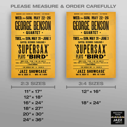 George Benson - Supersax jazz poster - Jazz Showcase - Chicago - 1974