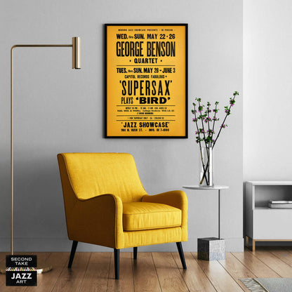 George Benson - Supersax jazz poster - Jazz Showcase - Chicago - 1974