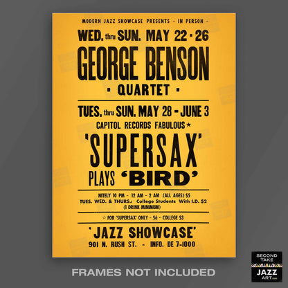 George Benson - Supersax jazz poster - Jazz Showcase - Chicago - 1974