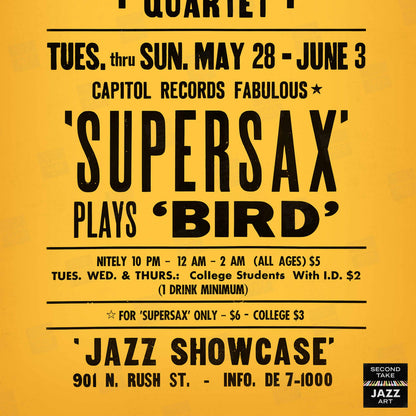 George Benson - Supersax jazz poster - Jazz Showcase - Chicago - 1974