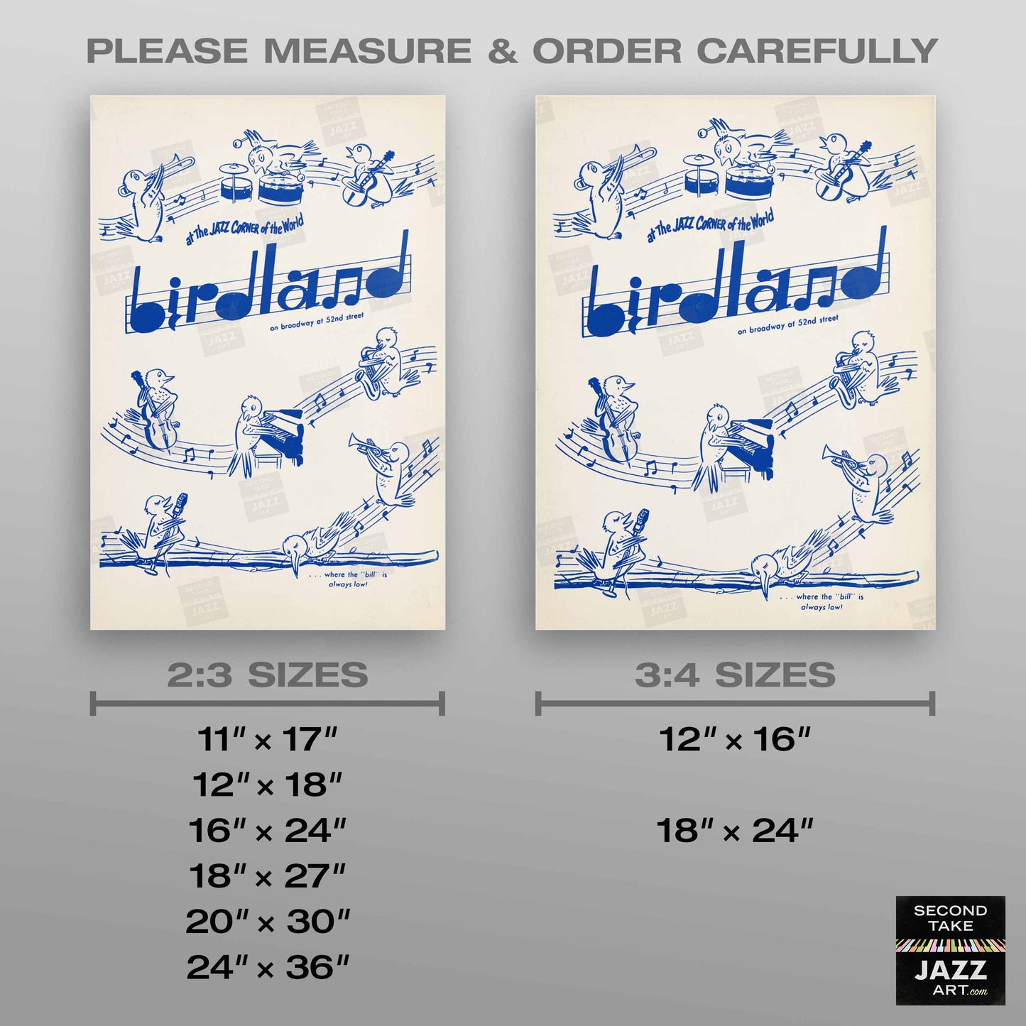 Birdland jazz poster - 52nd St - New York - 1950s (blue variant)