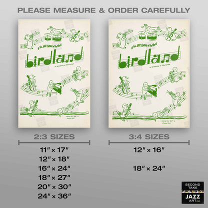 Birdland jazz poster - 52nd St - New York - 1950s (green variant)
