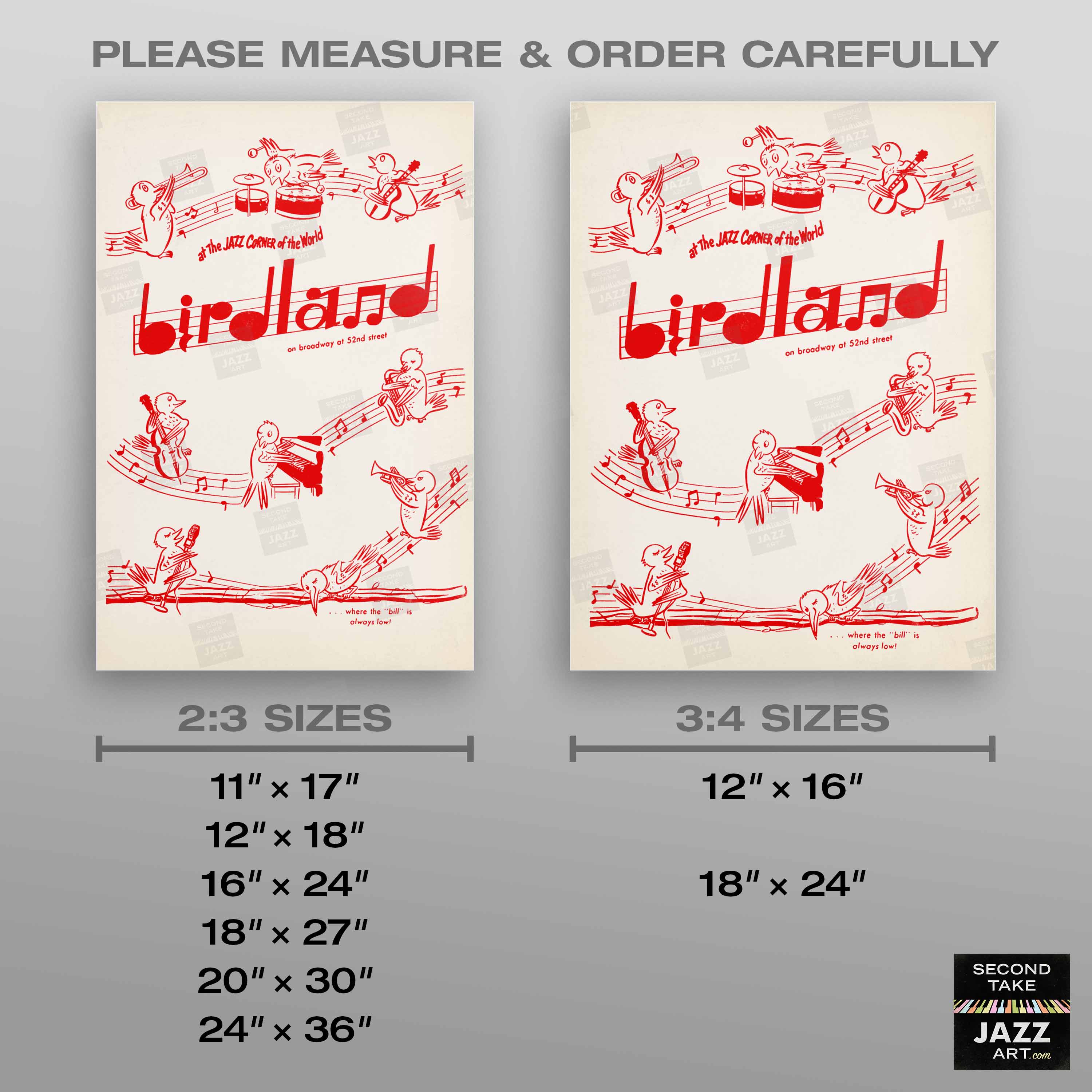 Birdland jazz poster - 52nd St - New York - 1950s (red variant