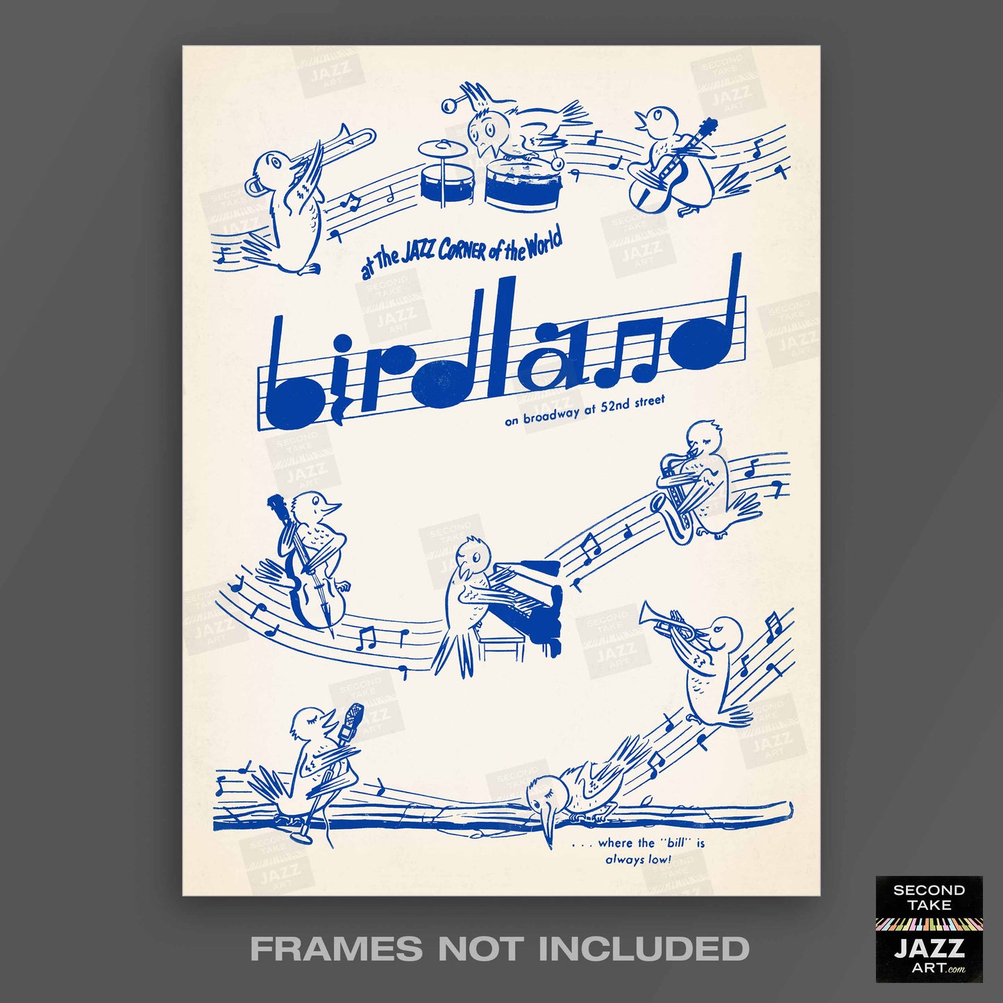 Birdland jazz poster - 52nd St - New York - 1950s (blue variant)