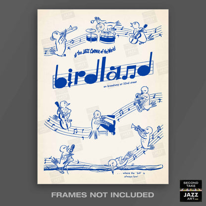 Birdland jazz poster - 52nd St - New York - 1950s (blue variant)