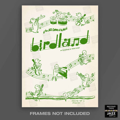 Birdland jazz poster - 52nd St - New York - 1950s (green variant)
