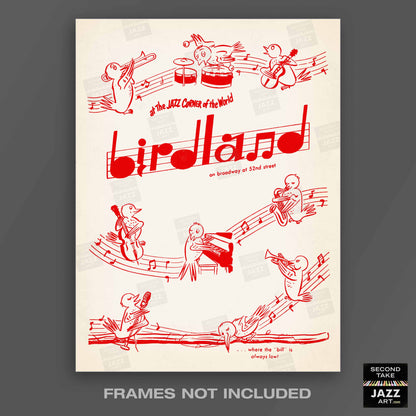 Birdland jazz poster - 52nd St - New York - 1950s (red variant)