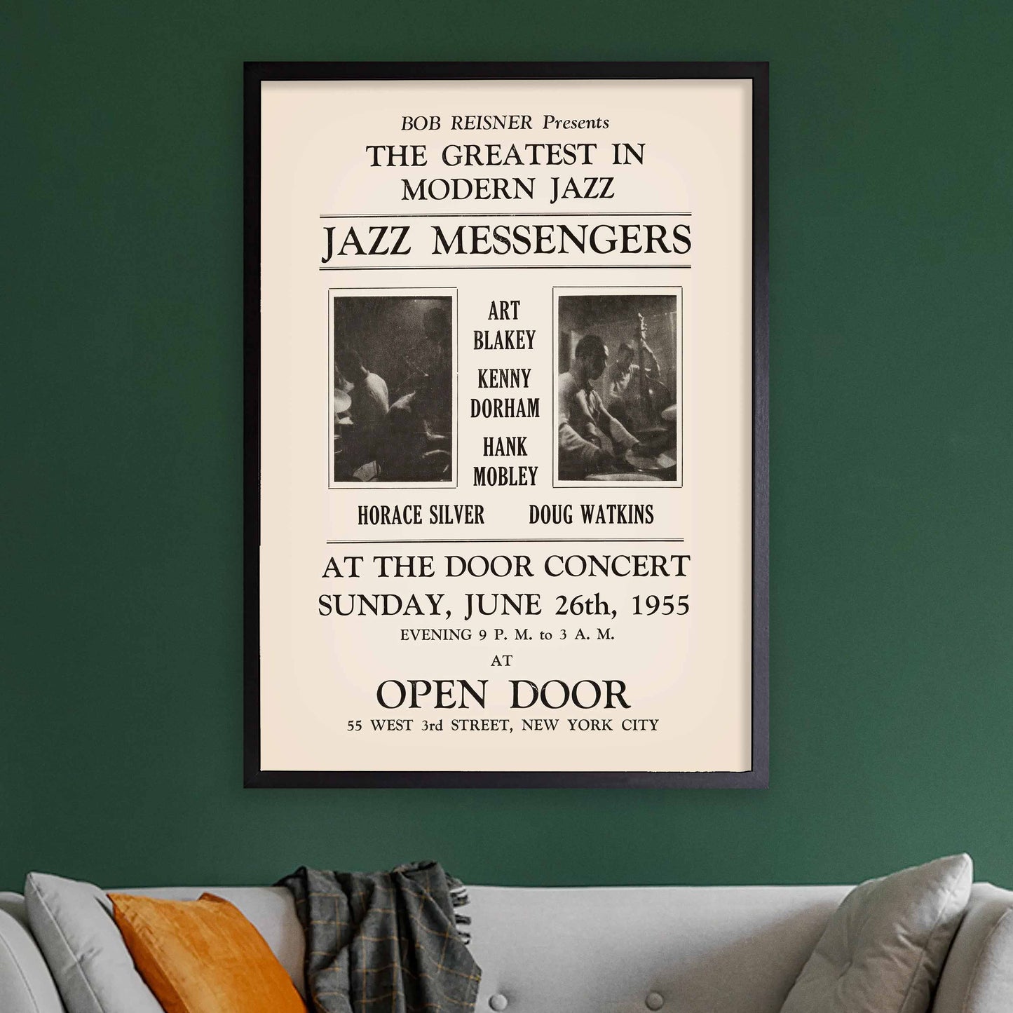 Art Blakey - Kenny Dorham - Hank Mobley jazz poster - Open Door - 1955
