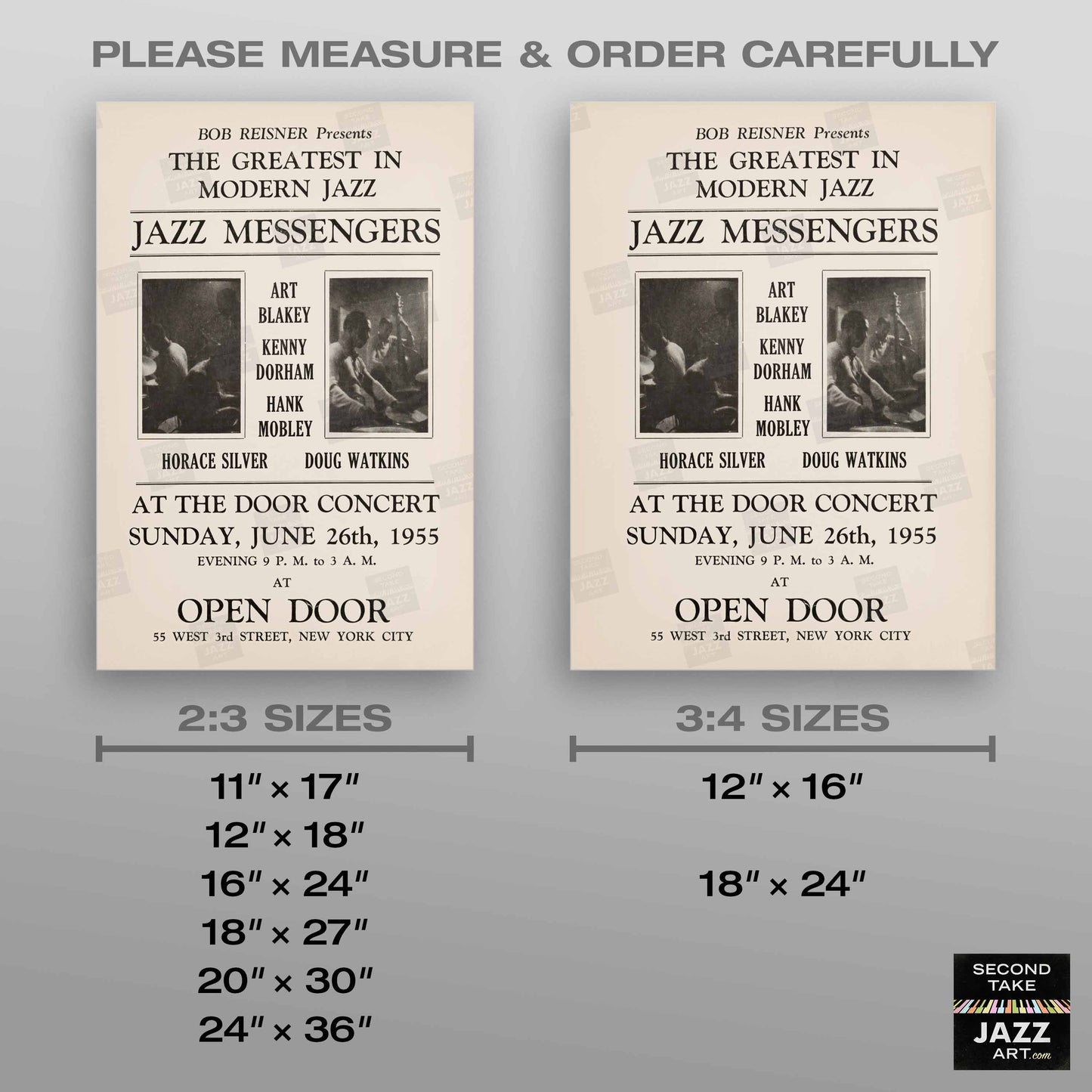 Art Blakey - Kenny Dorham - Hank Mobley jazz poster - Open Door - 1955