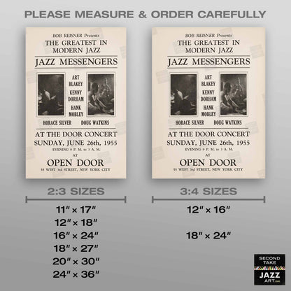 Art Blakey - Kenny Dorham - Hank Mobley jazz poster - Open Door - 1955