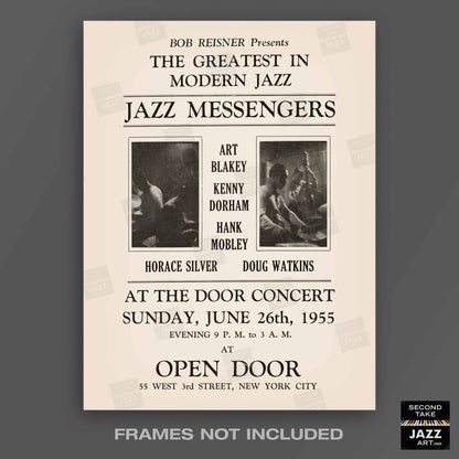 Art Blakey - Kenny Dorham - Hank Mobley jazz poster - Open Door - 1955