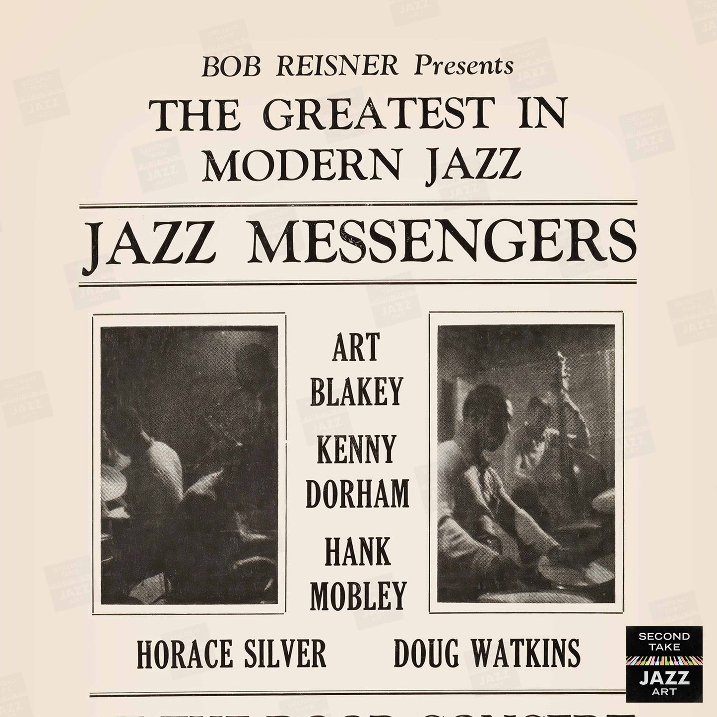 Art Blakey - Kenny Dorham - Hank Mobley jazz poster - Open Door - 1955