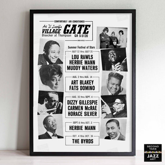 Art Blakey - Dizzy Gillespie - Herbie Mann jazz poster - Summer Jazz at the Village Gate - 1966