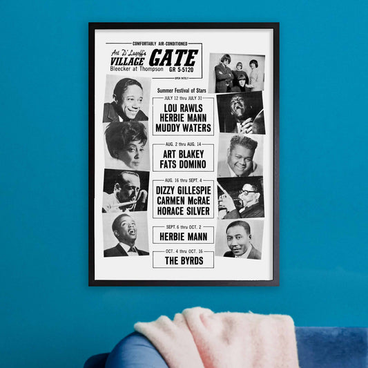 Art Blakey - Dizzy Gillespie - Herbie Mann jazz poster - Summer Jazz at the Village Gate - 1966