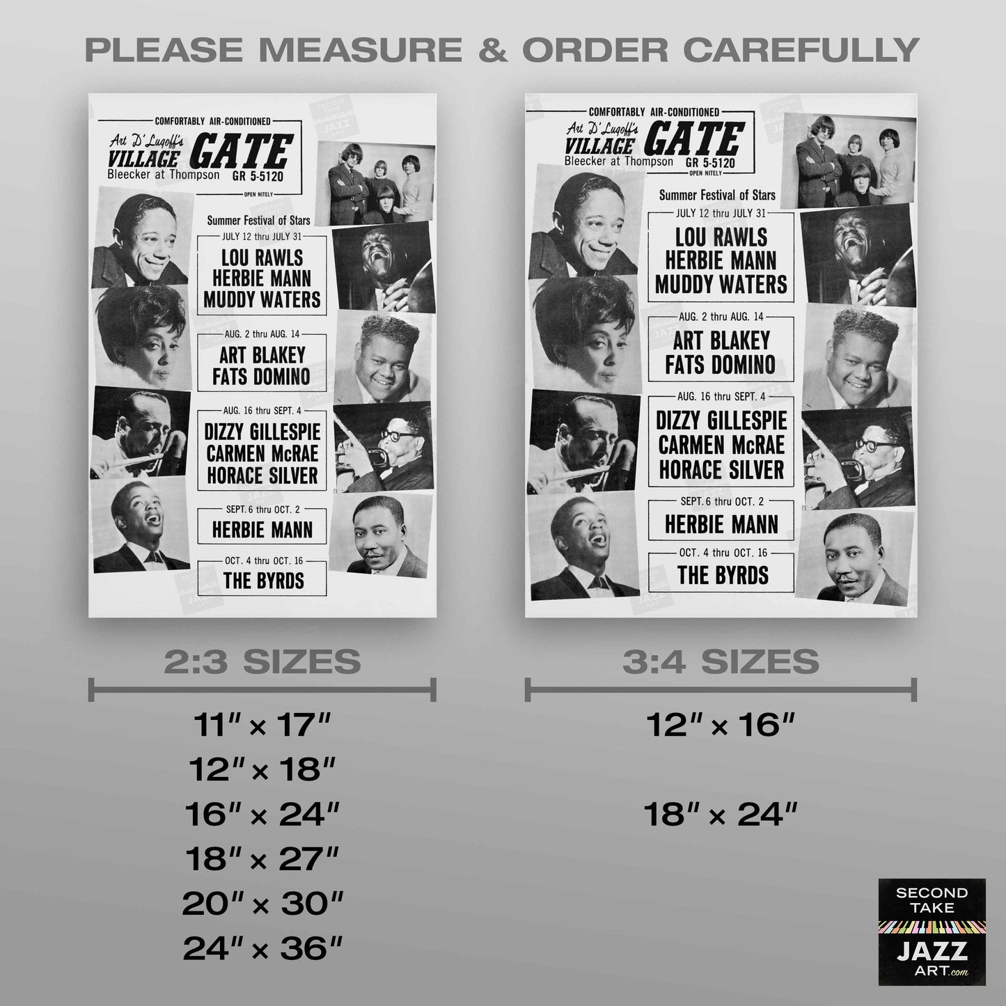 Art Blakey - Dizzy Gillespie - Herbie Mann jazz poster - Summer Jazz at the Village Gate - 1966