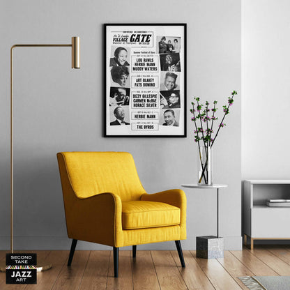 Art Blakey - Dizzy Gillespie - Herbie Mann jazz poster - Summer Jazz at the Village Gate - 1966