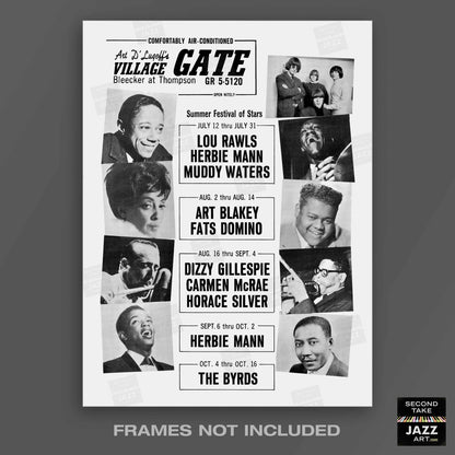 Art Blakey - Dizzy Gillespie - Herbie Mann jazz poster - Summer Jazz at the Village Gate - 1966