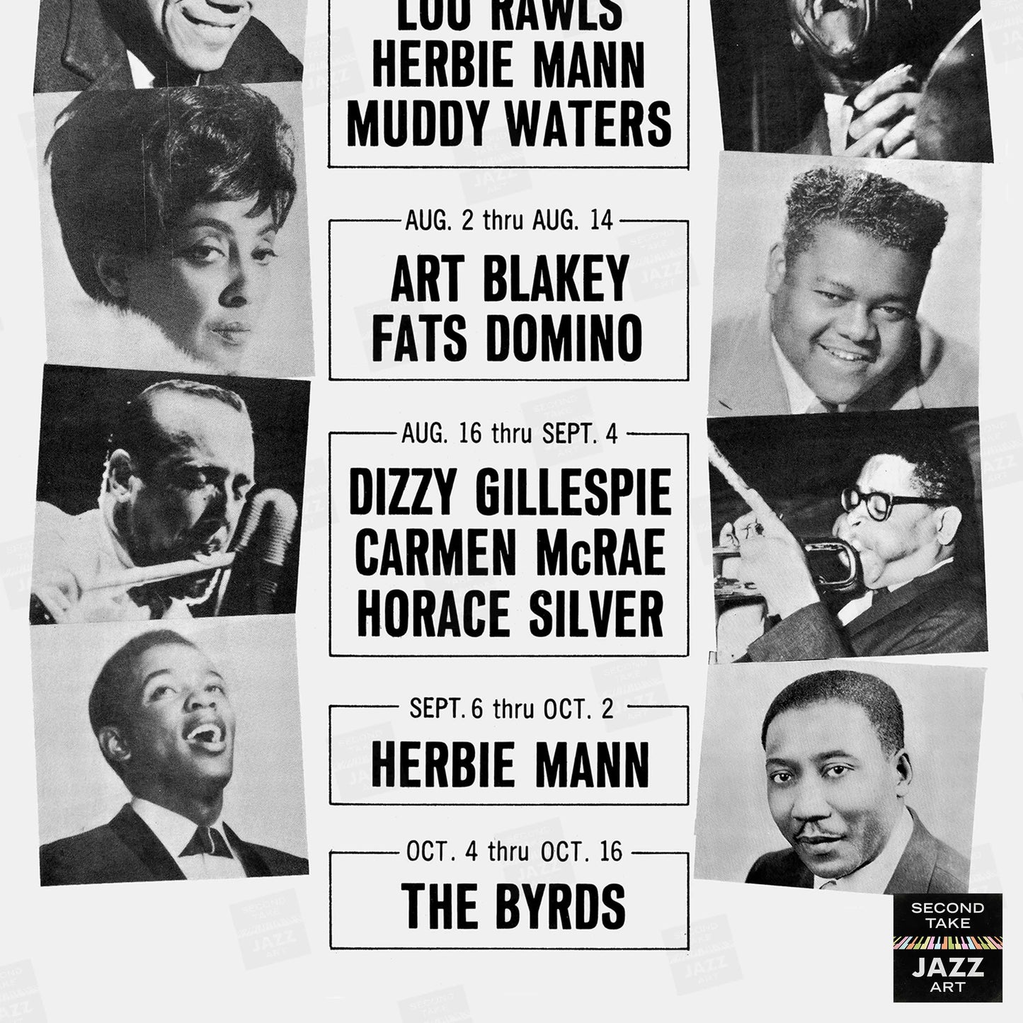 Art Blakey - Dizzy Gillespie - Herbie Mann jazz poster - Summer Jazz at the Village Gate - 1966