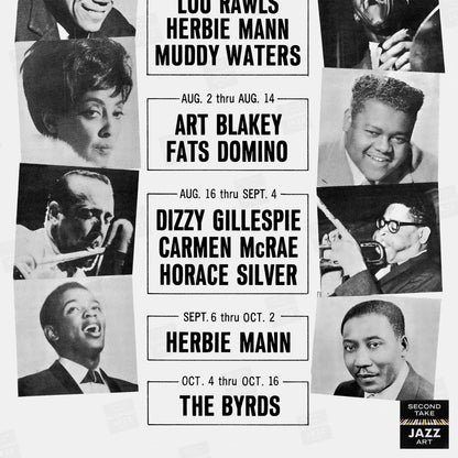 Art Blakey - Dizzy Gillespie - Herbie Mann jazz poster - Summer Jazz at the Village Gate - 1966