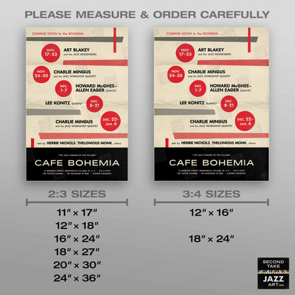 Art Blakey - Charles Mingus jazz poster - At the Cafe Bohemia - 1955