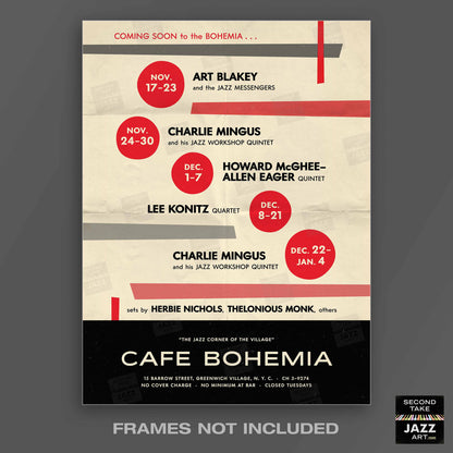 Art Blakey - Charles Mingus jazz poster - At the Cafe Bohemia - 1955