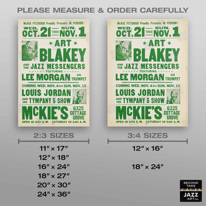 Art Blakey - Lee Morgan - Louis Jordan jazz poster - McKie's - 1964