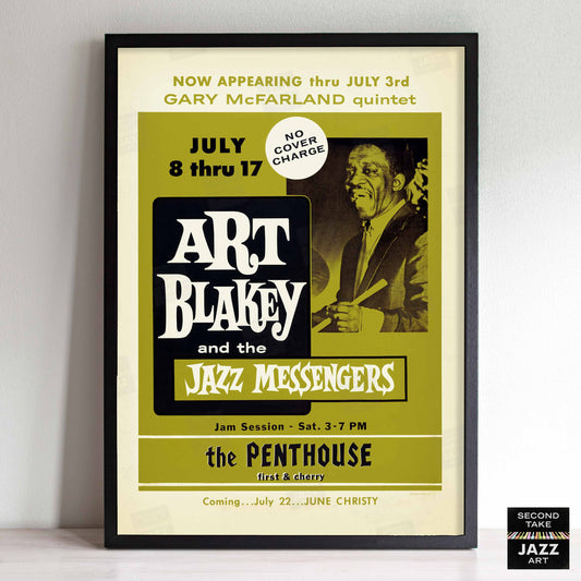 Art Blakey & The Jazz Messengers jazz poster - Penthouse - Seattle - 1960 (green variant)