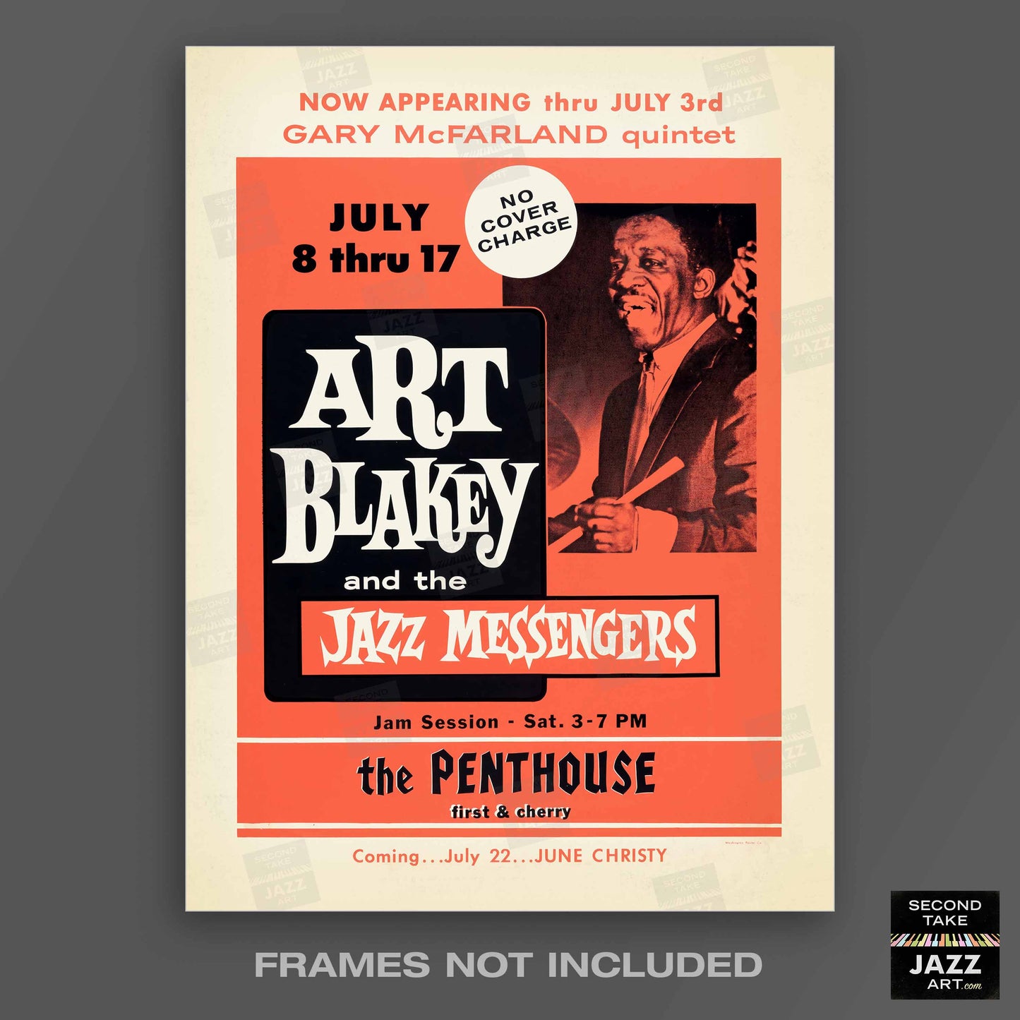 Art Blakey & The Jazz Messengers jazz poster - Penthouse - Seattle - 1960 (red variant)