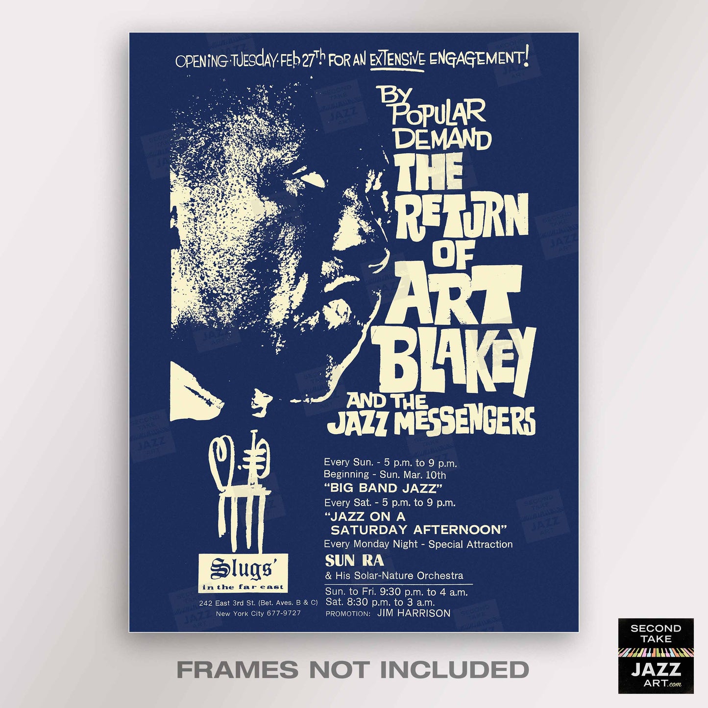 Art Blakey - Sun Ra jazz poster - Slugs' Saloon - 1968