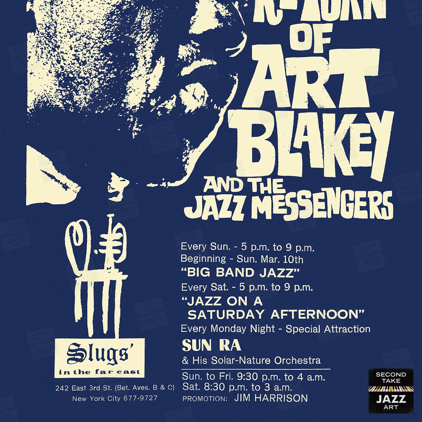 Art Blakey - Sun Ra jazz poster - Slugs' Saloon - 1968