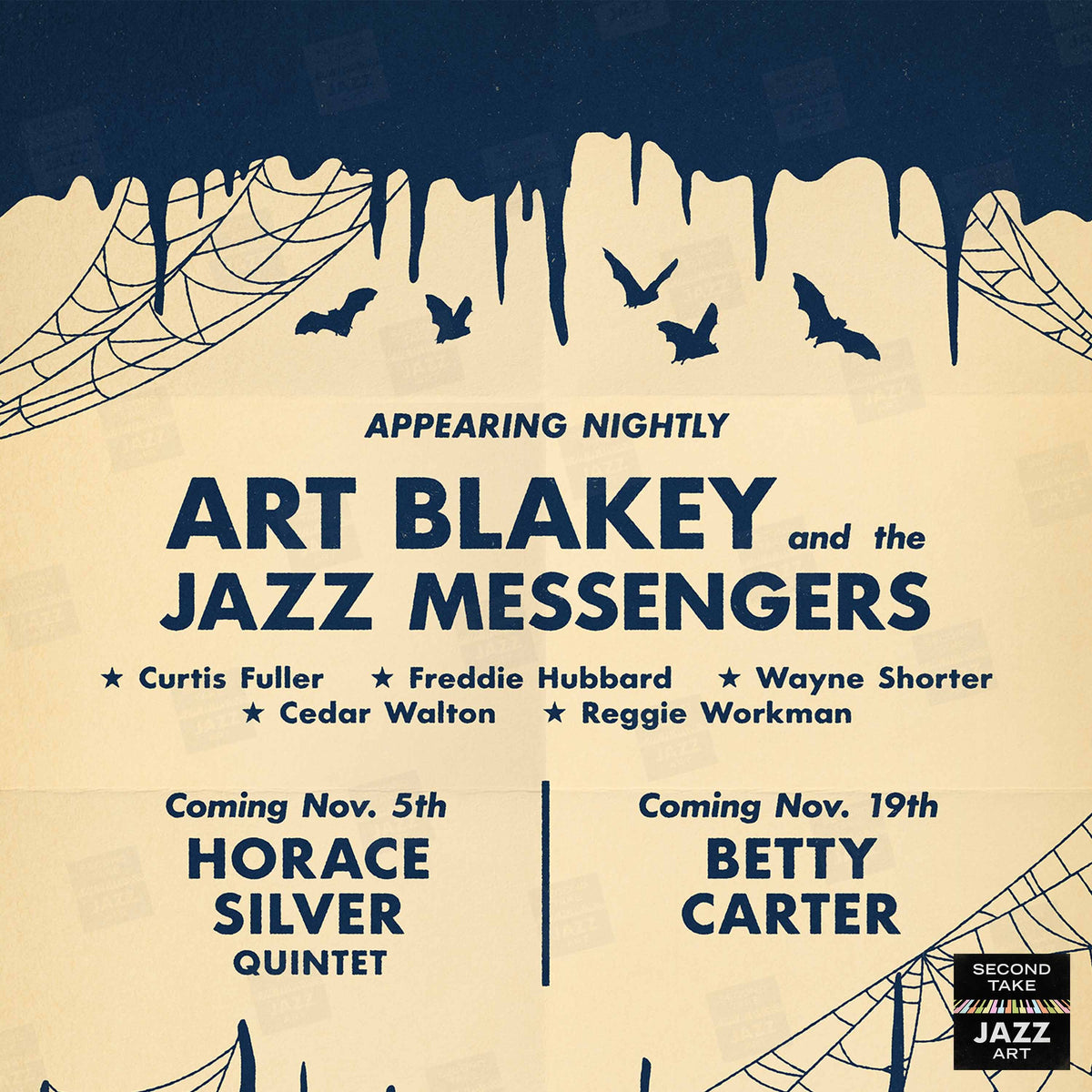 Art Blakey - Horace Silver - Betty Carter jazz poster - Bohemian Caverns - Washington, DC - 1963