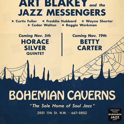 Art Blakey - Horace Silver - Betty Carter jazz poster - Bohemian Caverns - Washington, DC - 1963