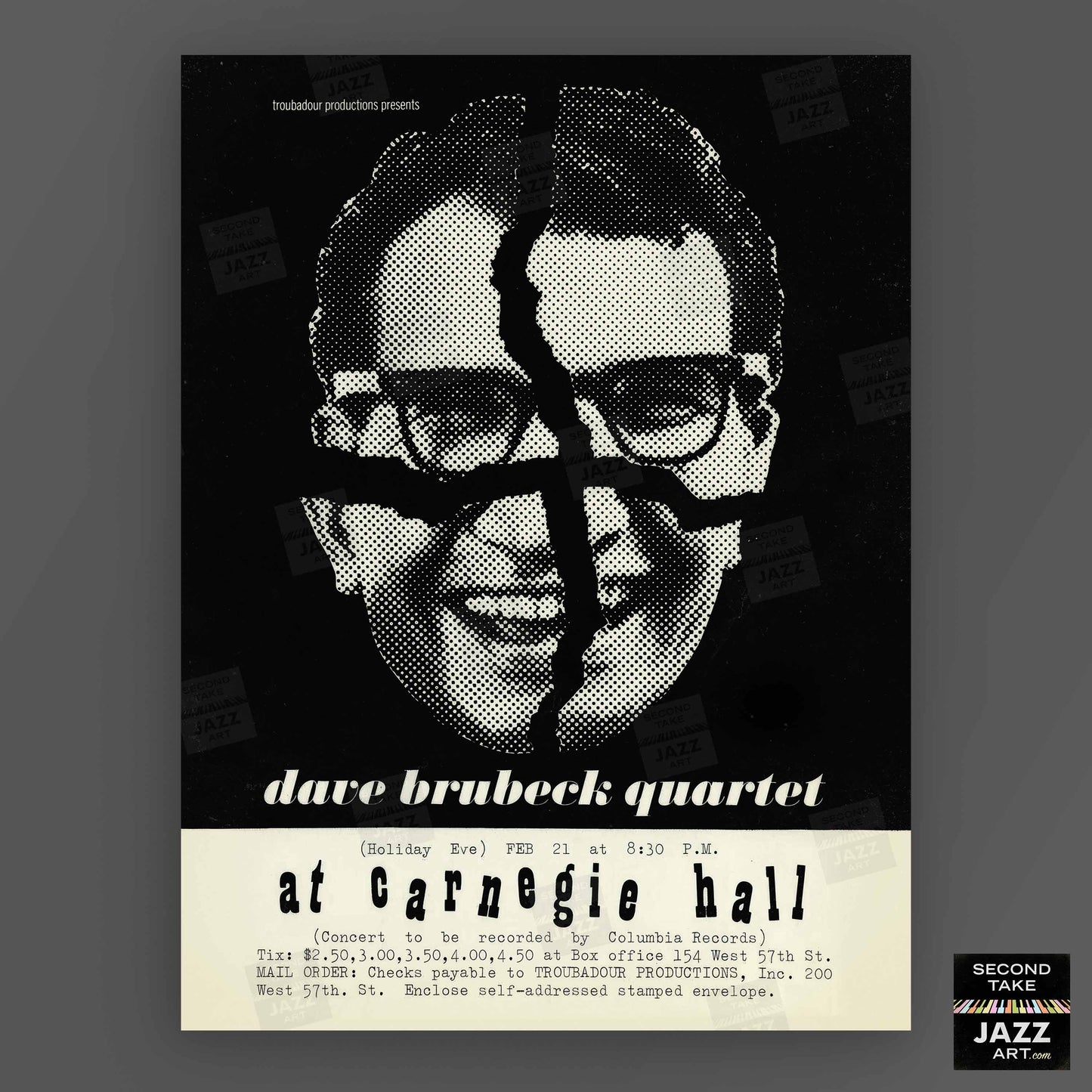 Dave Brubeck - Paul Desmond jazz poster - At Carnegie Hall - 1963