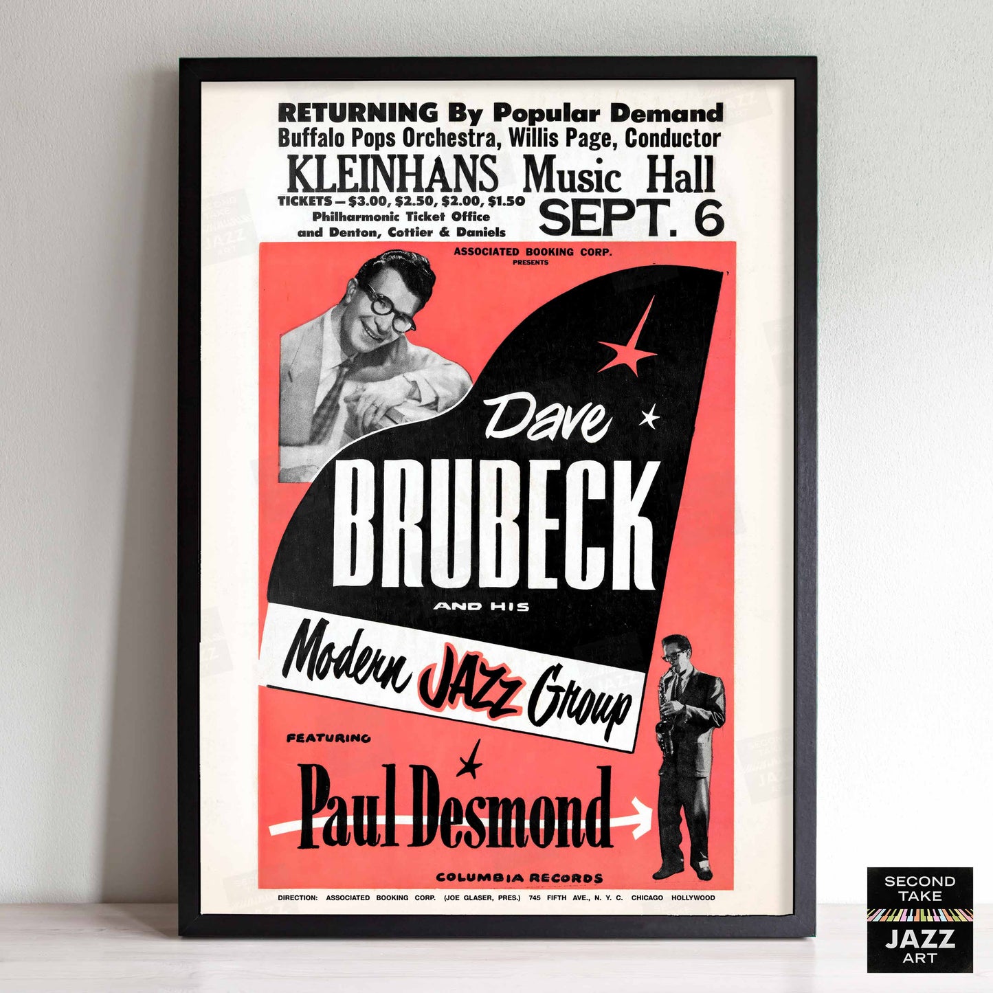 Dave Brubeck - Paul Desmond jazz poster - Kleinhans Music Hall - Buffalo, NY - 1955