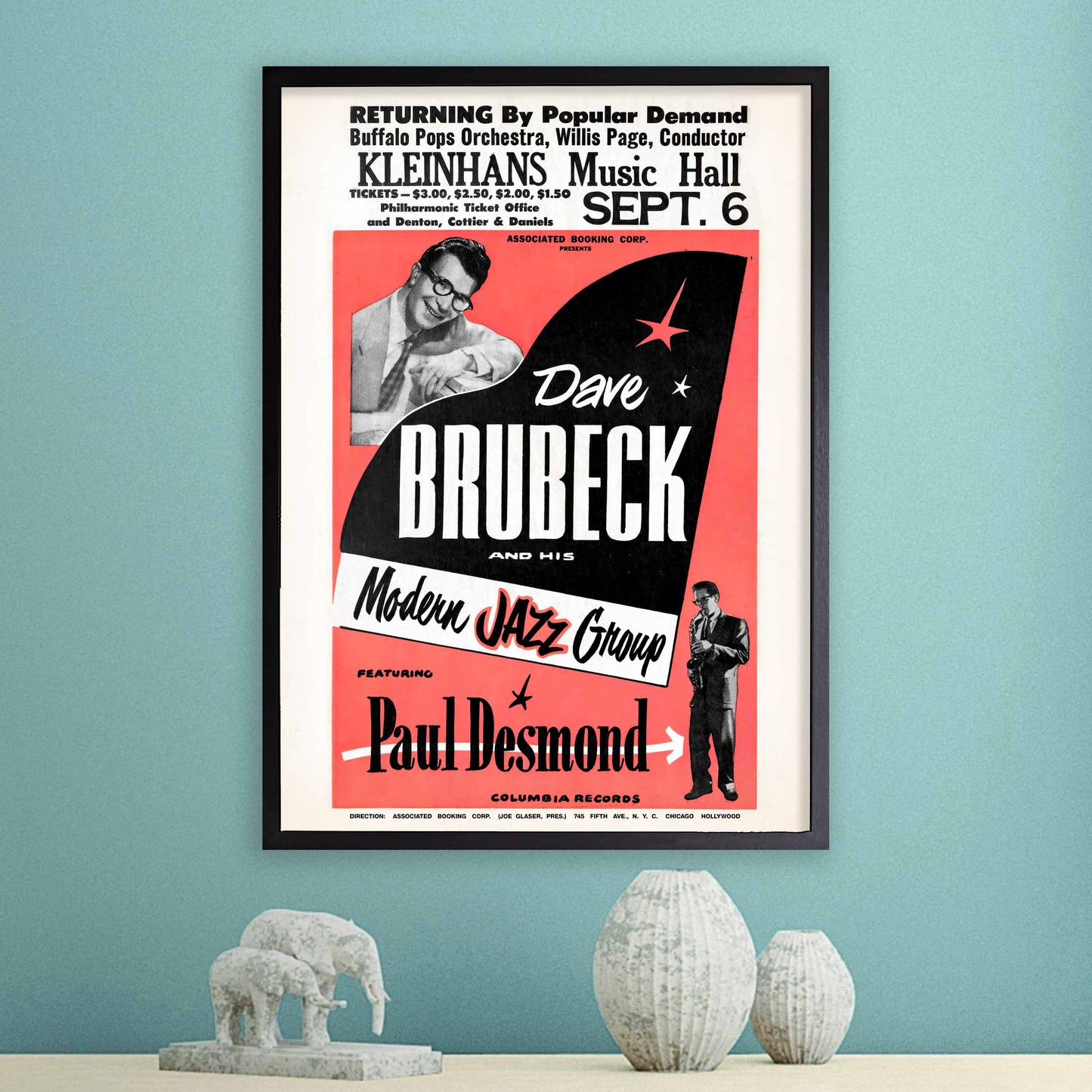 Dave Brubeck - Paul Desmond jazz poster - Kleinhans Music Hall - Buffalo, NY - 1955