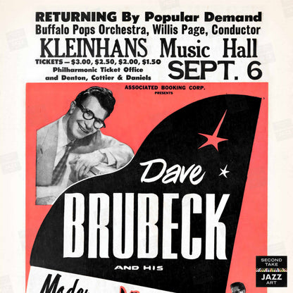 Dave Brubeck - Paul Desmond jazz poster - Kleinhans Music Hall - Buffalo, NY - 1955