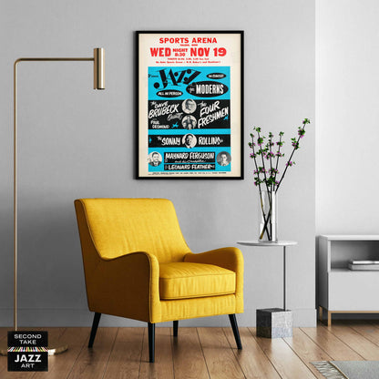 Dave Brubeck - Sonny Rollins - Four Freshmen - Maynard Ferguson jazz poster - Toledo Sports Arena - 1958