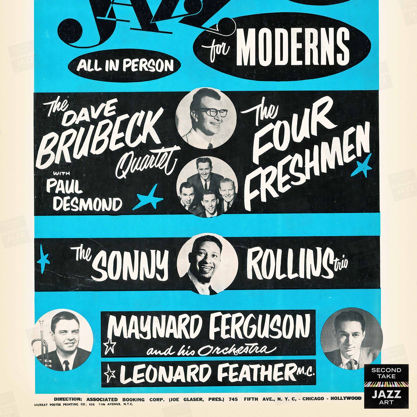 Dave Brubeck - Sonny Rollins - Four Freshmen - Maynard Ferguson jazz poster - Toledo Sports Arena - 1958