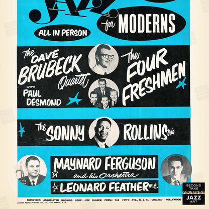 Dave Brubeck - Sonny Rollins - Four Freshmen - Maynard Ferguson jazz poster - Toledo Sports Arena - 1958